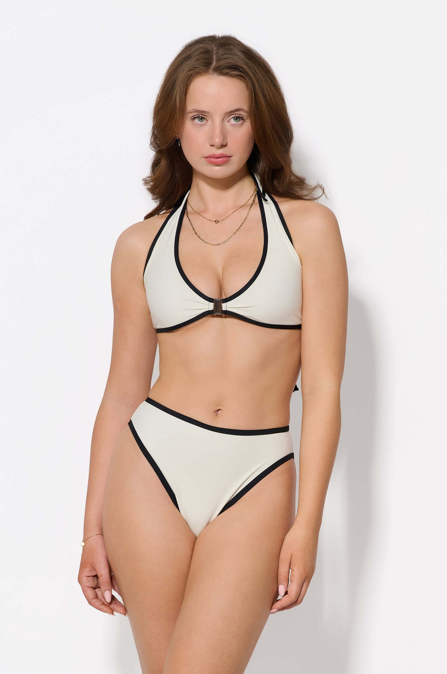 Scoop Neck Bikini Top (Ivory & Midnight)