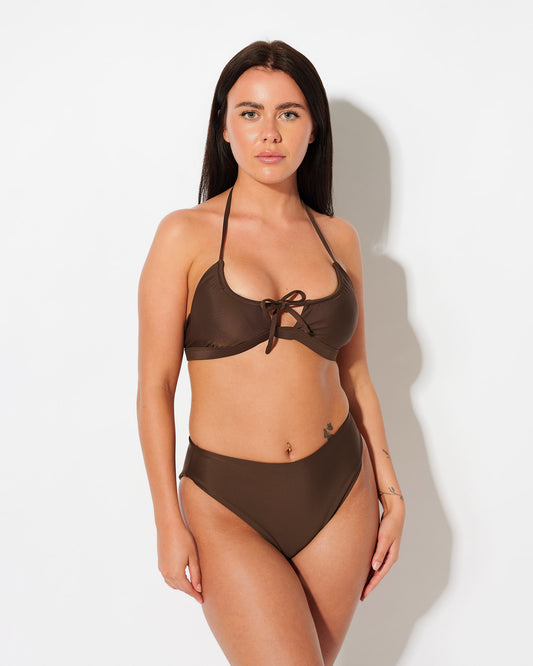 Front Tie Bikini Top (Cacao)