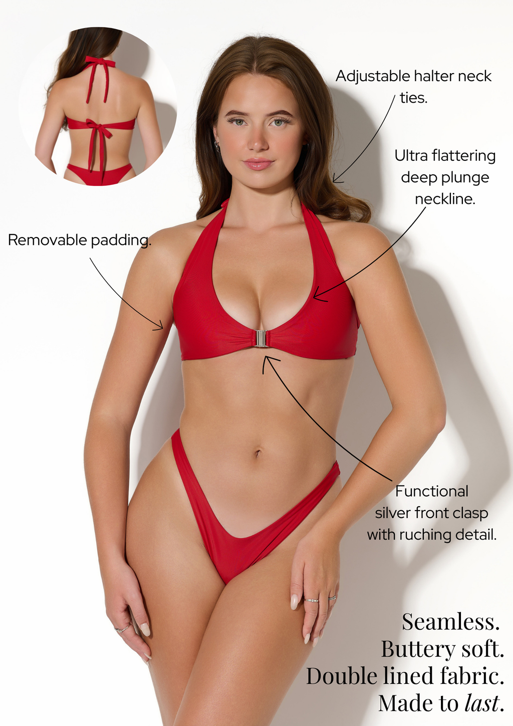 Scoop Neck Bikini Top (Chilli)