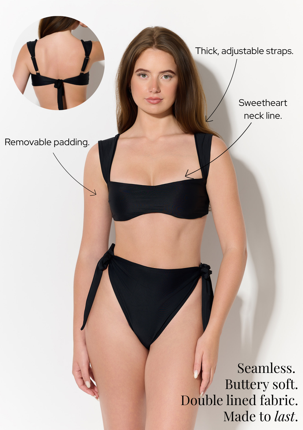 Sweetheart Balconette Bikini Top (Midnight)