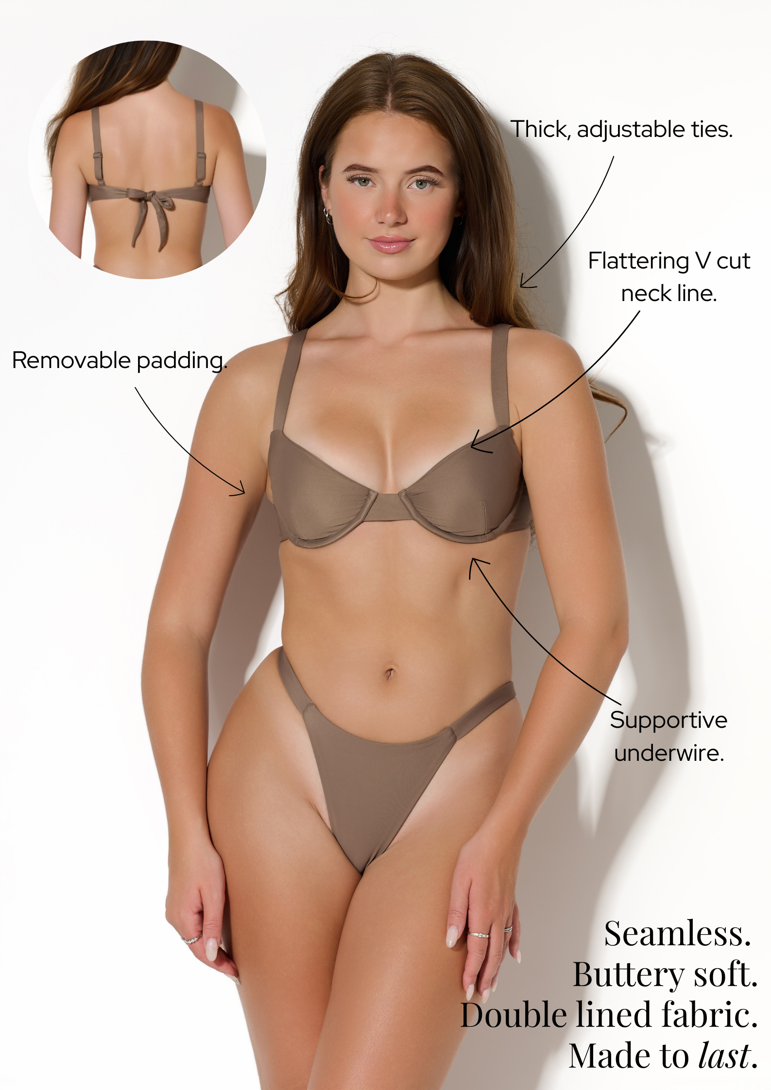 Balconette Bikini Top (Taupe)