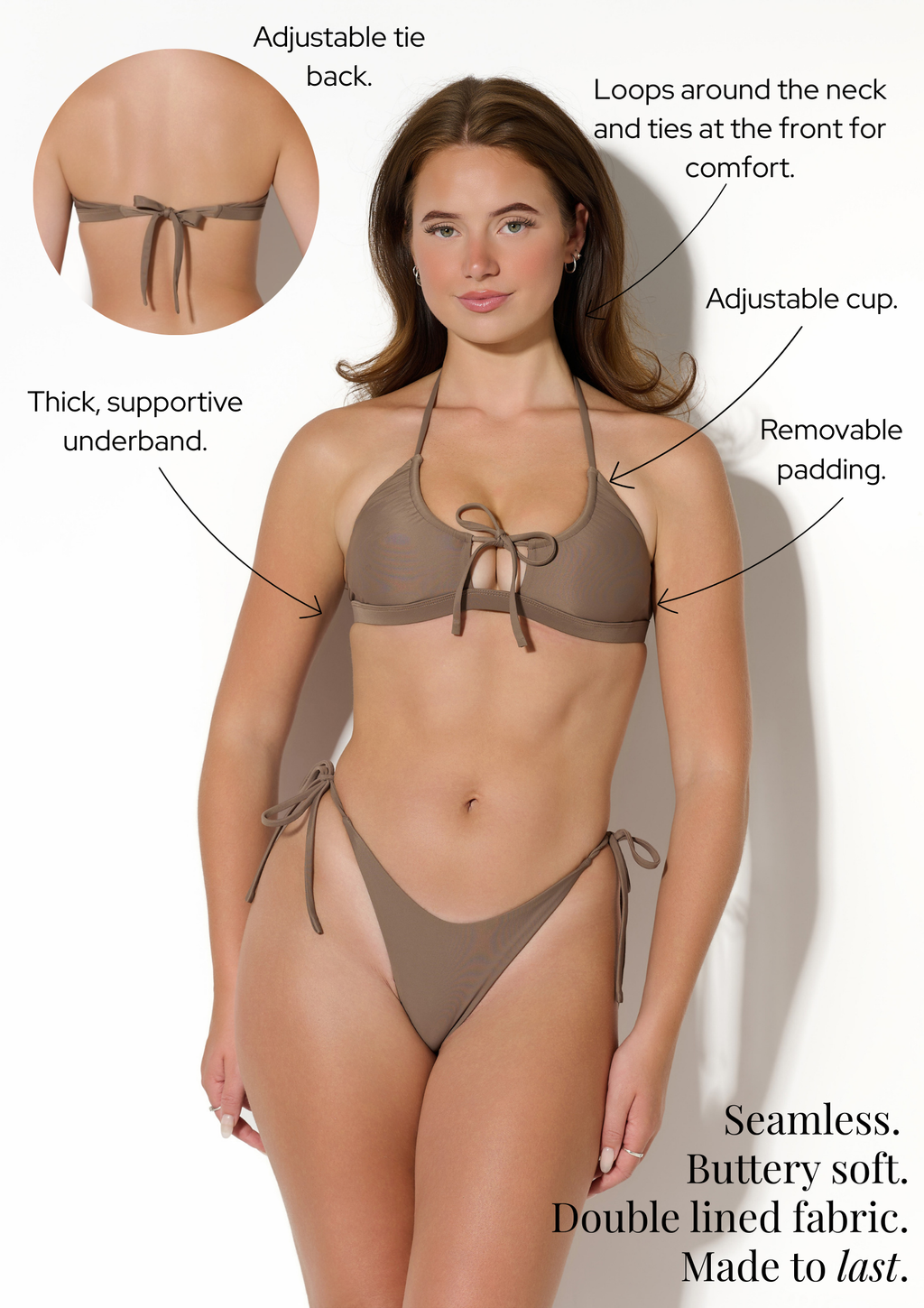 Front Tie Bikini Top (Sand)